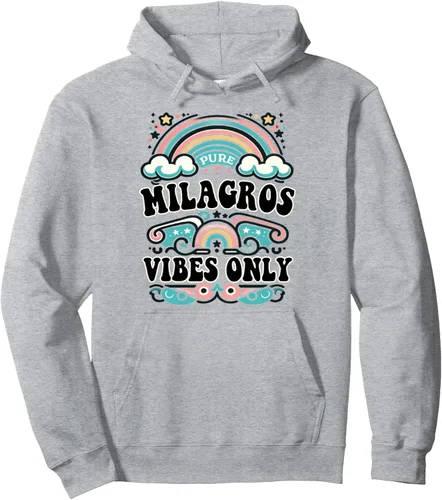 Vista 3 de MILAGROS Vibes Only Cute Retro Girls MILAGROS Name Pullover Hoodie