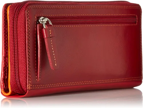 Vista 2 de Visconti Leather Rainbow Collection Honolulu - Monedero con bloqueo RFID RB55 (rojo), Rojo, arco iris