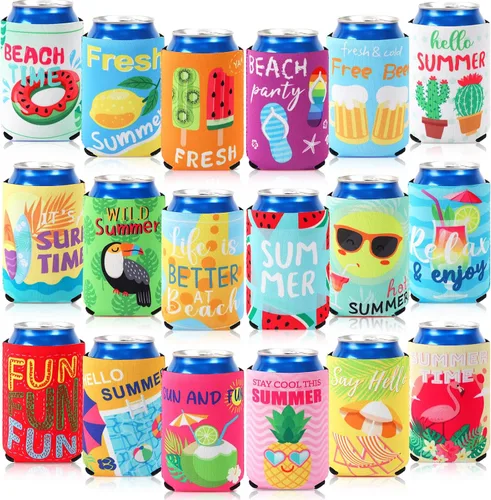 Vista 10 de 18 fundas plegables para enfriar latas de béisbol Insulated Neoprene, Beer Drink Beverage Can Bottle Cooler Sleeves, Sports Birthday Party