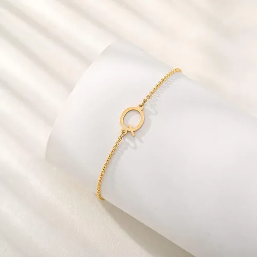 Vista 4 de LOYJOY - Pulseras con iniciales para mujer, pulsera con letras doradas, cadena dorada, pulsera con dije inicial de letras, joyería de moda chapada