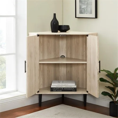 Vista 5 de Walker Edison Saxon Mid-Century - Armario esquinero moderno de 2 puertas, 29.9 in, abedul