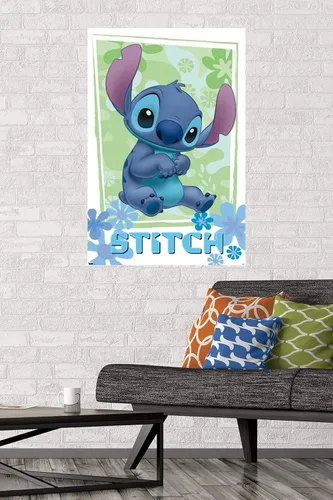Vista 2 de Trends International Disney Lilo and Stitch - Póster de pared de flores, 22.375 x 34 pulgadas, versión sin marco