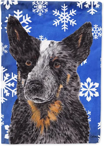 Vista 277 de Caroline's Treasures SC9374GF Bulldog English Snow flakes Holiday Garden Flag Buzón Bandera decorativa para patio exterior, patio, obras de arte