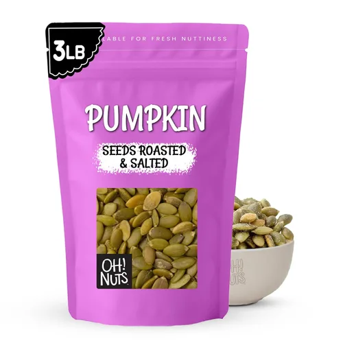 Vista 11 de Oh! Nuts Semillas de calabaza – Saladas tostadas – 1.25 libras – Pepitas sin cáscara – Empaquetadas en bolsa con cierre de cremallera de Nueva York