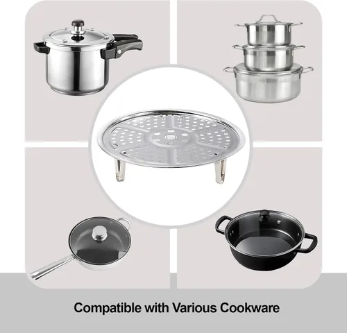 Vista 5 de Estante de vapor, estantes de vapor de acero inoxidable premium con soporte removible, bandeja de vapor para olla de 8.6 pulgadas para utensilios