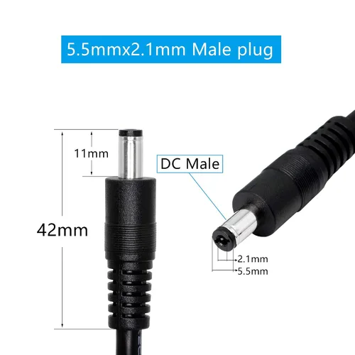 Vista 3 de GINTOOYUN Cable de extensión de alimentación CC, cable adaptador de corriente macho a hembra de 0.217 in x 0.083 in, cable resistente de 3 pies y 18