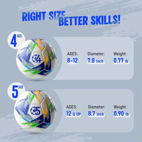 Vista 2 de Balón de Fútbol Tamaño 5 Tamaño 4 con Bomba Desinflada, Diseño Multicolor Vibrante, Brillante Tri-Color para Entrenamiento en Interiores/Exteriores
