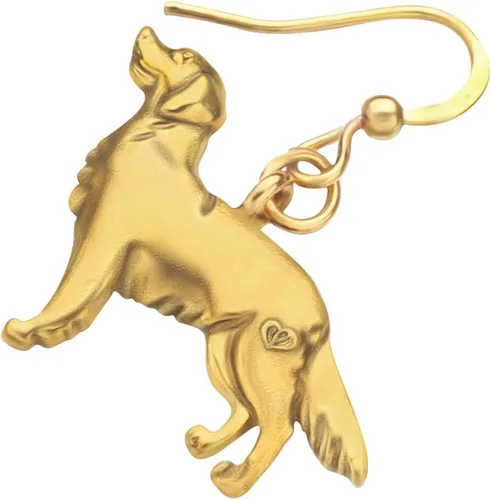 Vista 3 de DUOWEI Delicados aretes de perro Golden Retriever estilo vintage para mujeres, adolescentes y niñas, joyería estética, regalos