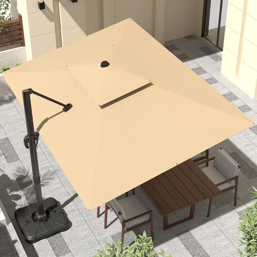 Vista 39 de Sombrilla de 10 x 13 pies para exteriores, sombrilla grande rectangular con viga voladiza, resistente, con rotación de 360°, sombrilla con Beige