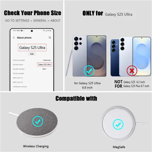 Vista 7 de Nvollnoe Funda para Samsung S25 Ultra Compatible con MagSafe de Grado Militar a Prueba de Golpes de Servicio Pesado Protectora con Soporte Ajustable