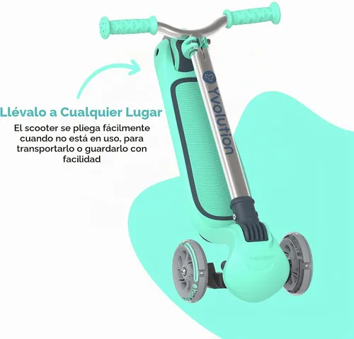 Vista 4 de Yvolution Y Glider Air Scooter for Kids, 3 Wheel Scooter for Toddlers 4 Adjustable Height Glider with Kick Scooters, Lean to Steer with LED Flashing