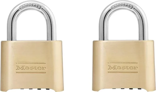 Vista 8 de Master Lock Candado de combinación de latón para uso en interiores y exteriores con combinación reajustable para casillero de gimnasio, puerta