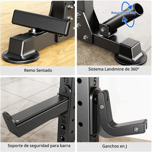 Vista 7 de XGSW Smith Machine Gimnasio en casa, jaula de potencia multifunción con sistema cruzado de cable de polea doble, estante para sentadillas para L06