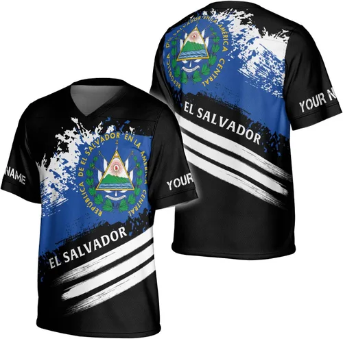 Vista 6 de Camiseta de fútbol de El Salvador personalizada de El Salvador Jersey de fútbol de El Salvador para hombres, camisas de El Salvador 3D