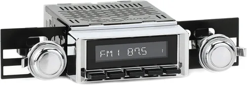 Vista 9 de Retro Manufacturing HB-115-121-03-73 Hermosa Radio de ajuste directo para vehículo clásico (cara negra y botones y bisel cromado)