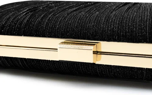 Vista 7 de Bolsos de mano para mujer, para novia, boda, formal, plisado, bolso de mano brillante con cadena