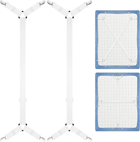 Vista 10 de Morcheiong Correas de sujeción para sábanas ajustables con clips para sábanas para ropa de cama, amarres, juego de 2