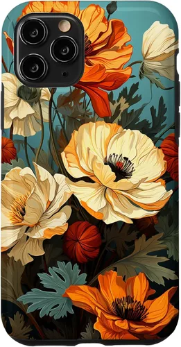 Vista 32 de Funda de flores mexicanas para iPhone XS Max Marigold Flower and Teal Aqua Blue Cyan