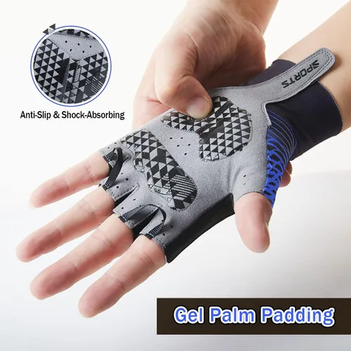 Vista 2 de YUNZSXJY Guantes de ciclismo de medio dedo, guantes de ciclismo de montaña para hombres y mujeres, guantes de bicicleta MTB