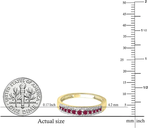 Vista 4 de Dazzlingrock Collection Round Gemstone or Diamond & White Diamond Triple Row Anniversary Ring for Women in Gold