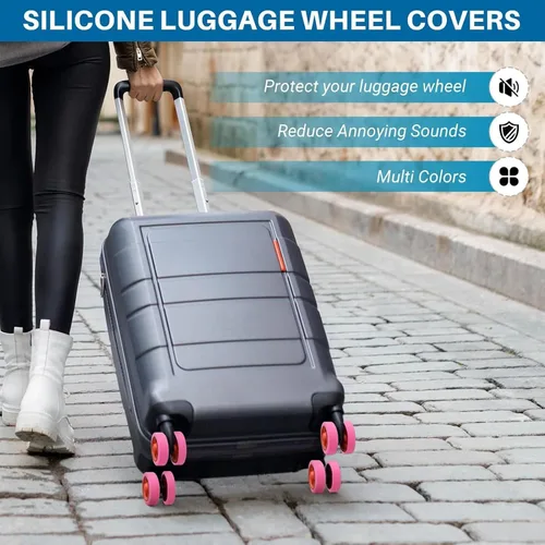 Vista 2 de Fundas para ruedas de equipaje, 9 piezas, cubierta protectora para ruedas de equipaje de 8 ruedas giratorias, fundas para maleta con resistencia al