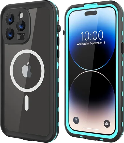 Vista 10 de Funda magnética para iPhone 14 impermeable, [lente y protector de pantalla integrados] [a prueba de golpes] [a prueba de caídas] [a prueba de polvo]