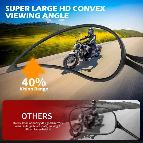 Vista 3 de Espejos retrovisores negros de 8 mm en forma de lágrima para motocicletas, compatibles con Road King, Street, Electra Glide, Road Glide, Dyna