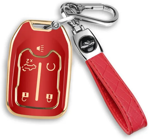 Vista 15 de MILD EAST for GMC Key Fob Cover 5 Button with Keychain(Black/Blue)