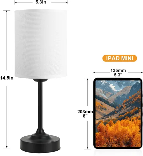 Vista 5 de Lámpara de mesa Cordlss con control táctil, lámpara recargable USB-C con atenuación continua, 4000 mAh, funciona con pilas, lámpara de noche