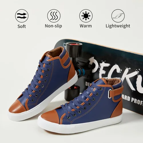 Vista 3 de yageyan Zapatillas altas blancas de los hombres para los zapatos de moda de cuero negro casual de la PU para los hombres