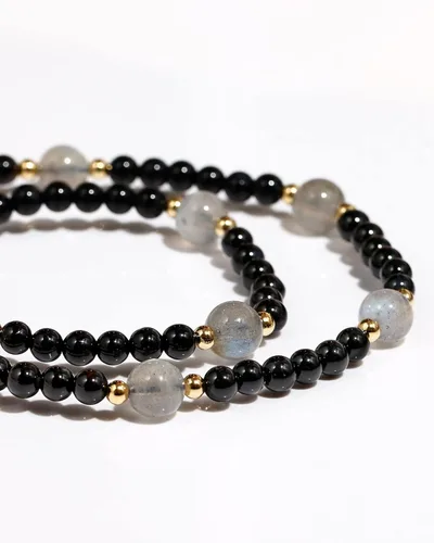 Vista 7 de Jewever Gargantilla de piedra lunarobsidiana negra para mujer, cristales y piedras curativas Reiki, cuentas de piedras preciosas, Piedra, Piedra