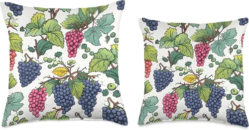 Vista 3 de Wine Whimsy Creatives Cheerful Bunches of Wine Grapes - Almohada de 18 x 18 pulgadas, multicolor