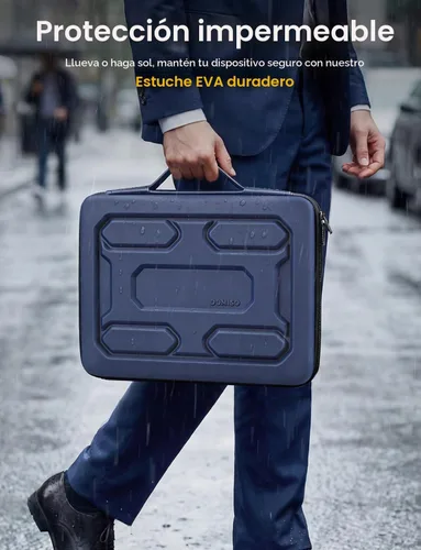 Vista 4 de DOMISO Funda rígida para portátil de 17-17.3 pulgadas impermeable a prueba de golpes con asa y bolsillo de almacenamiento, compatible con MacBook