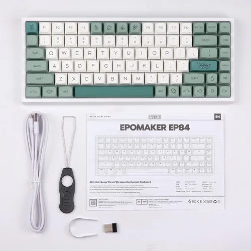 Vista 8 de EPOMAKER EP84 Teclado mecánico para juegos con cable 75 RGB intercambiable en caliente 24GHzBluetooth 50USB-C con software programable NKRO