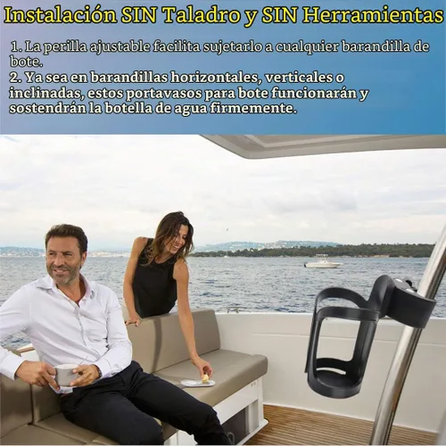 Vista 5 de Boaton Portavasos para riel de barco marino, sin perforación, soporte para bebida para cubierta superior o poste de Bimini, accesorios para barco