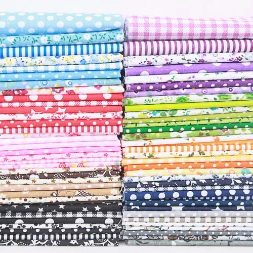 Vista 7 de Paquete de tela de algodón de bricolaje de 19.7 x 19.7 pulgadas, 7 patrones diferentes, cuadrados de material de patchwork para coser acolchados
