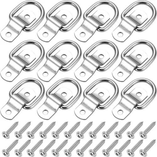Vista 9 de CZC AUTO Paquete de 6 anclajes de amarre de anillo en D de 1/4 pulgadas, hierro resistente, con tornillos Iron