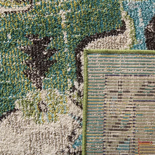 Vista 5 de Safavieh Tapete decorativo de 2 pies 2 pulgadas x 4 pies de la colección Monaco, verde y celeste, diseño desgastado de medallón, no desprende