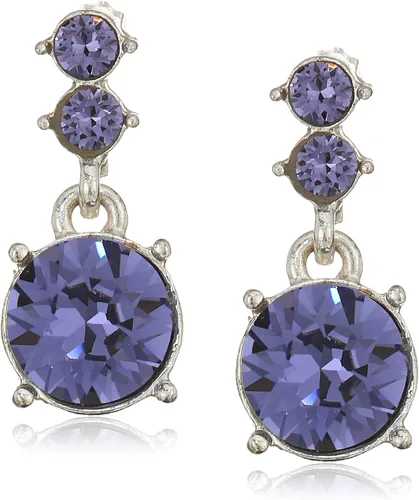 Vista 3 de NINE WEST Juego de collar y aretes en tono plateado y morado Diamante de imitación