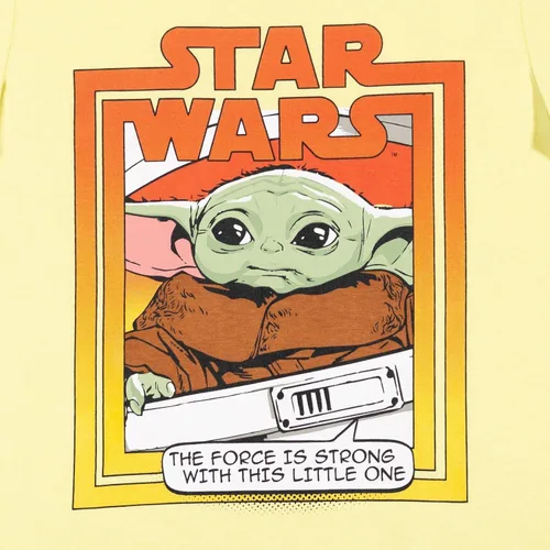 Vista 7 de STAR WARS The Mandalorian Baby Yoda Big Boys - Paquete de 2 camisetas gráficas amarillasnegras 18-20, Negro, amarillo