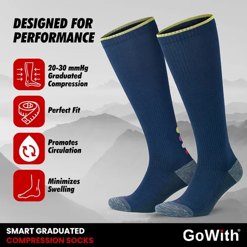 Vista 39 de GoWith Compression Socks for Men & Women, Cushioned 20-30 mmHg Graduated Compression Running Socks, Athletic Knee High Socks