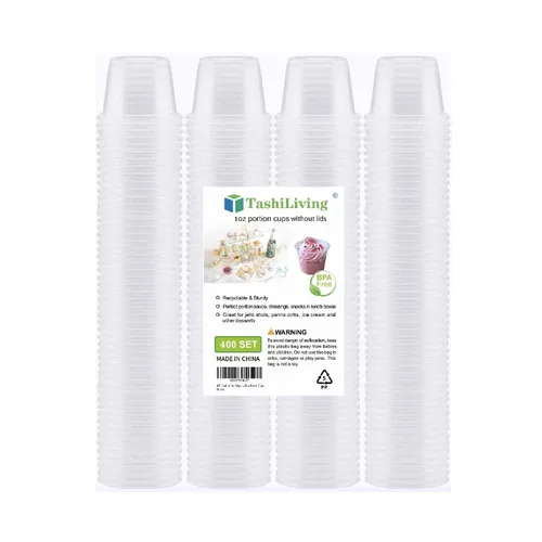 Vista 6 de [400 unidades de 1 onza] Vasos desechables de plástico, vasos pequeños transparentes, tazas de condimentos, degustación de condimentos, salsa