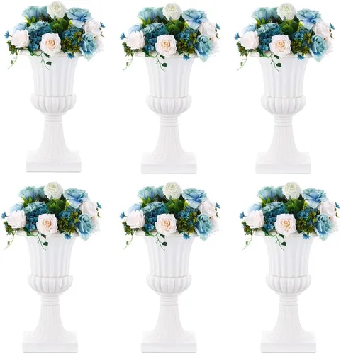 Vista 8 de NUPTIO Urn Planters for Front Porch: 19.7 Inch Set of 2 Black Pedestal Pots