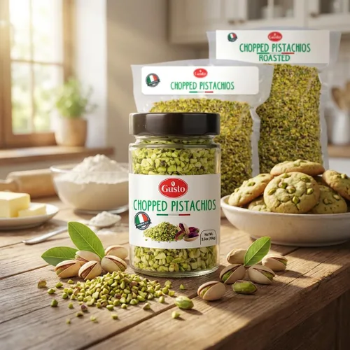 Vista 7 de GUSTO ETNA Pistachos picados asados, desmenuzables secos sin sal 2.2 lb (1 kg) Crumbles de pistacho italiano para gelato, helados, postres