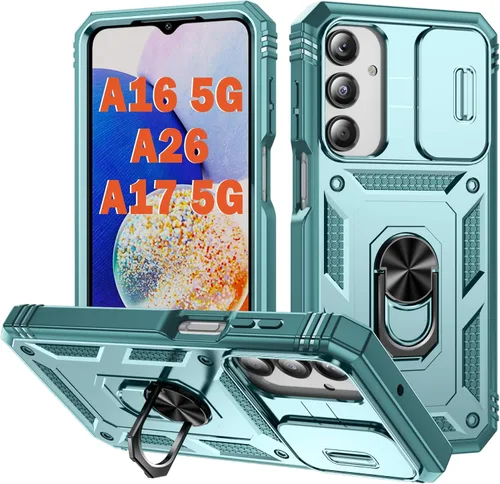 Vista 80 de PASNEW Funda militar para iPhone 13 Pro Max, cubierta de cámara deslizante y soporte de anillo de metal de 360°, carcasa rígida multicapa resistente