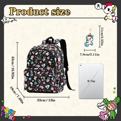 Vista 2 de Tokidoki Mochila con llavero Unicorno linda mochila de viaje para laptop para mujer, bolsa casual, mochila ligera, mochila de día