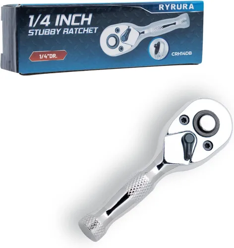 Vista 11 de Llave de trinquete de accionamiento de 1/4 pulgada, llave de dados estándar, liberación rápida de 72 dientes, función de trinquetaje reversible