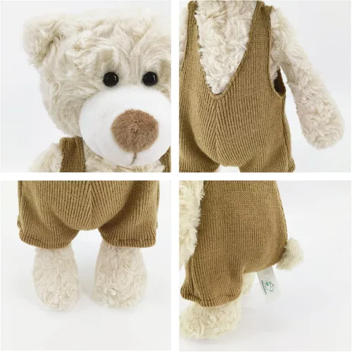 Vista 4 de MR VIVICARE Oso de peluche de 34.3 cm de color crema y beige para niños y bebés recién nacidos, osos de peluche vestidos de punto y de felpa