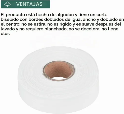 Vista 3 de MECCANIXITY Cinta al bies de doble pliegue de 1 pulgada, cinta al bies de poliéster continua a granel para coser, costura, acolchado, dobladillo