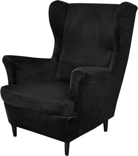 Vista 24 de MIFXIN Wingback - Funda para silla, de terciopelo de 2 piezas, elásticas, con funda de cojín, suave, lavable, protector de muebles para sala
